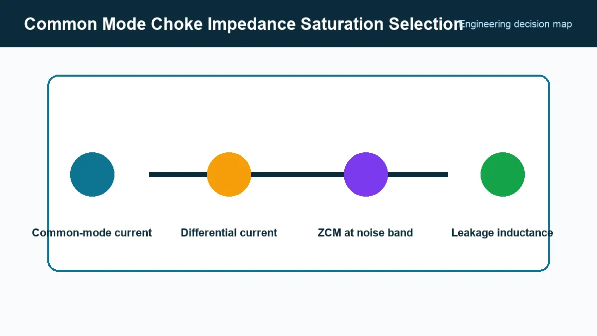 Common-mode and differential current paths through a coupled choke