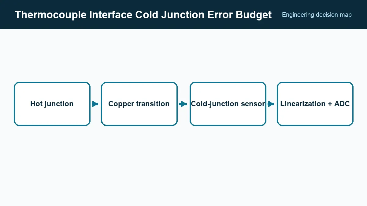 Thermocouple error budget from junctions through ADC and linearization