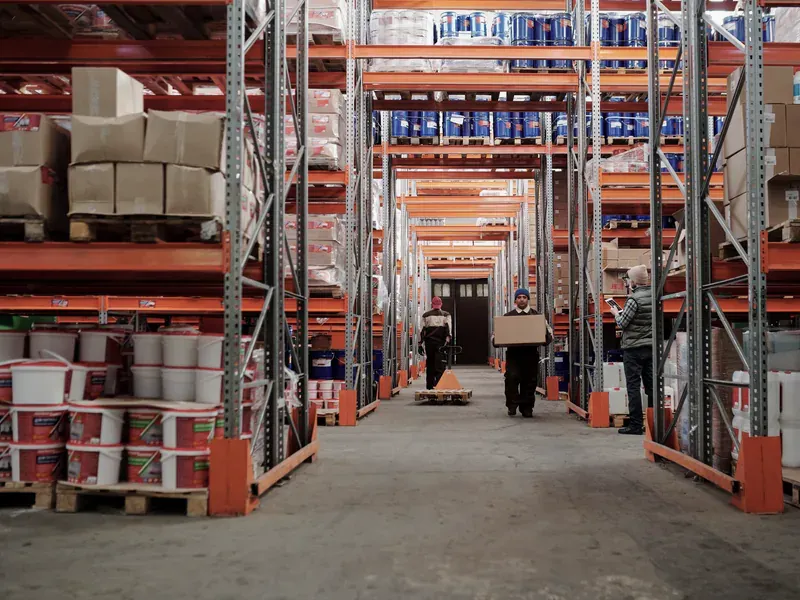 Active distribution warehouse illustrating diversified electronics inventory across multiple fulfillment nodes