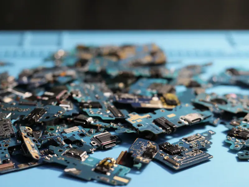 Electronic component inventory trays illustrating counterfeit risk in open-market supply chains
