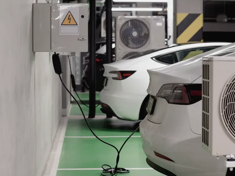 Compact high-power charging infrastructure illustrating growing gallium nitride applications