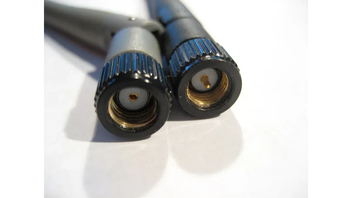 SMA and RP-SMA connector ends displayed side by side