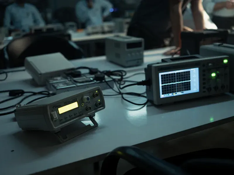 Oscilloscope and circuit board test bench for qualified high-speed data converter sourcing