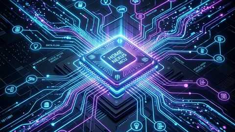 Glowing microcontroller chip integrating with a smart home network