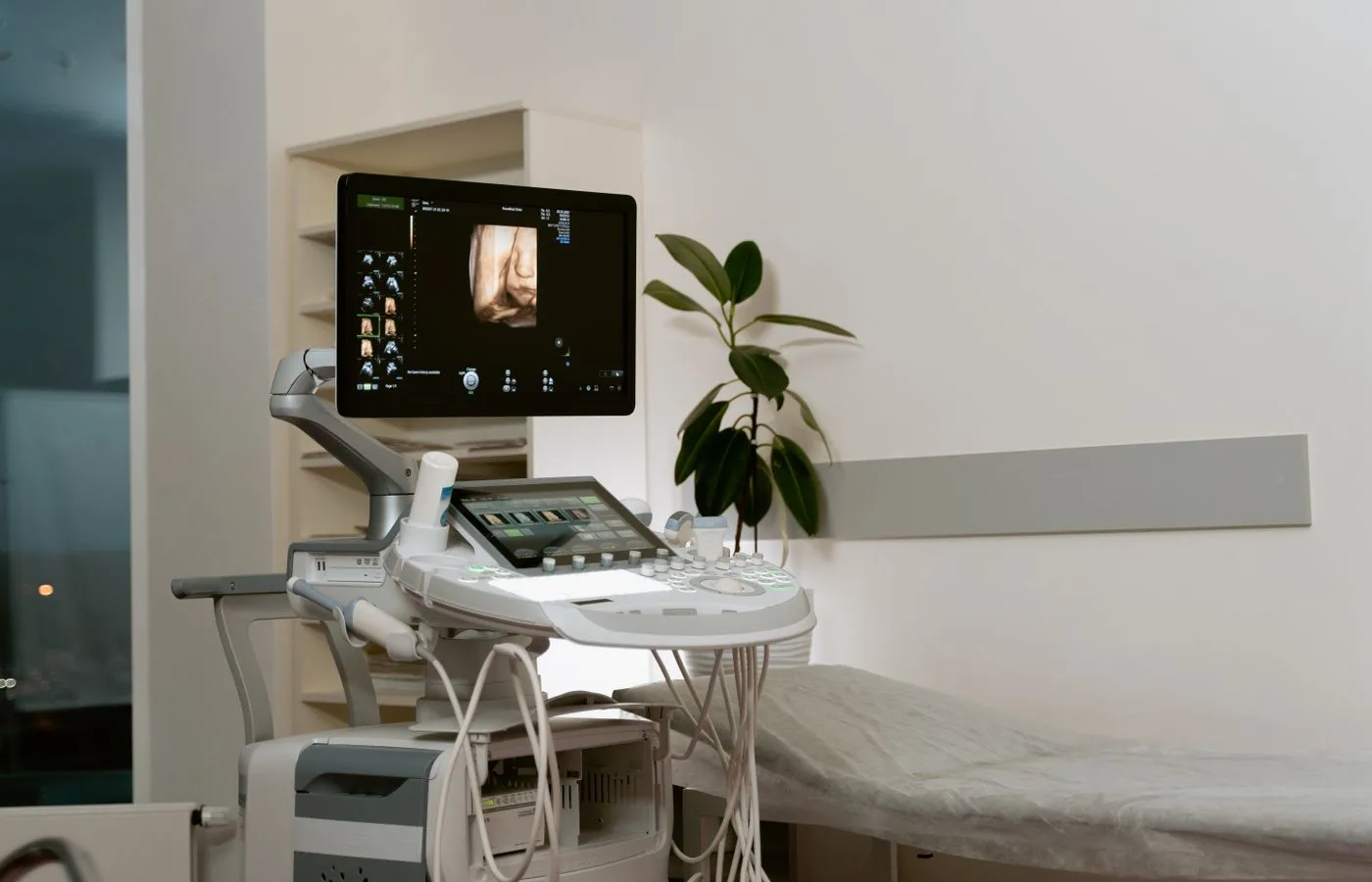 Ultrasound imaging equipment used in a clinical examination room