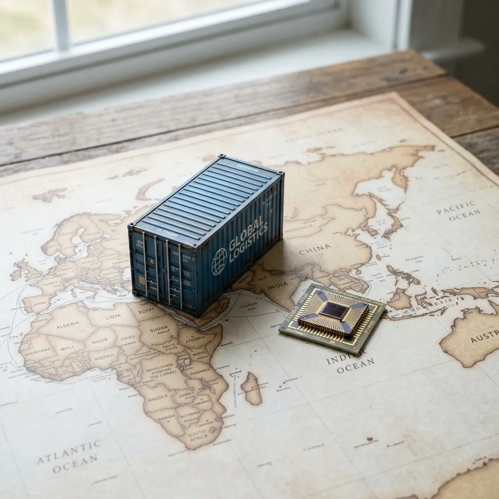 Global semiconductor supply chain geopolitical risk map showing export control regions and chip manufacturing hubs across Asia, North America, and Europe